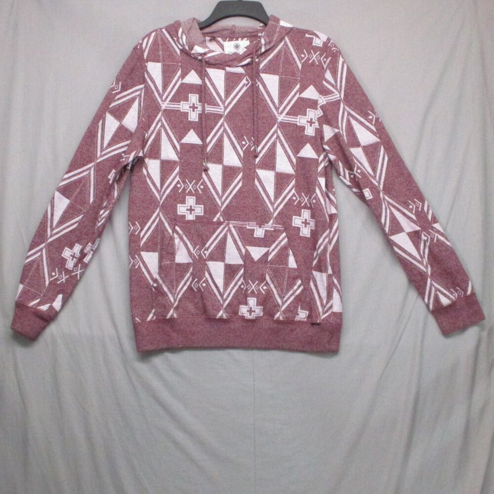 On The Byas Tribal Design Hoodie Burgundy Red Men Size M